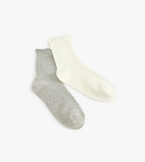 كوتون  جوارب   - أوف وايت  Calf Length Socks