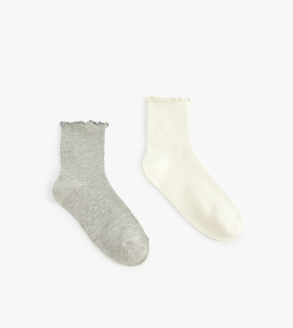 كوتون  جوارب   - أوف وايت  Calf Length Socks