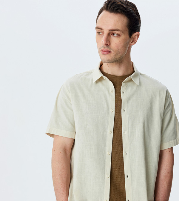 Koton Shirts - Ecru Casual Shirts