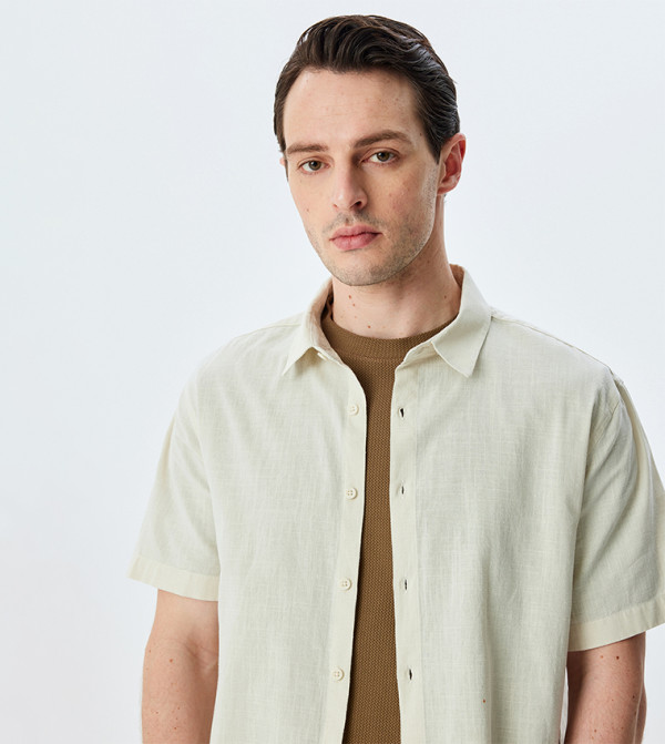 Koton Shirts - Ecru Casual Shirts