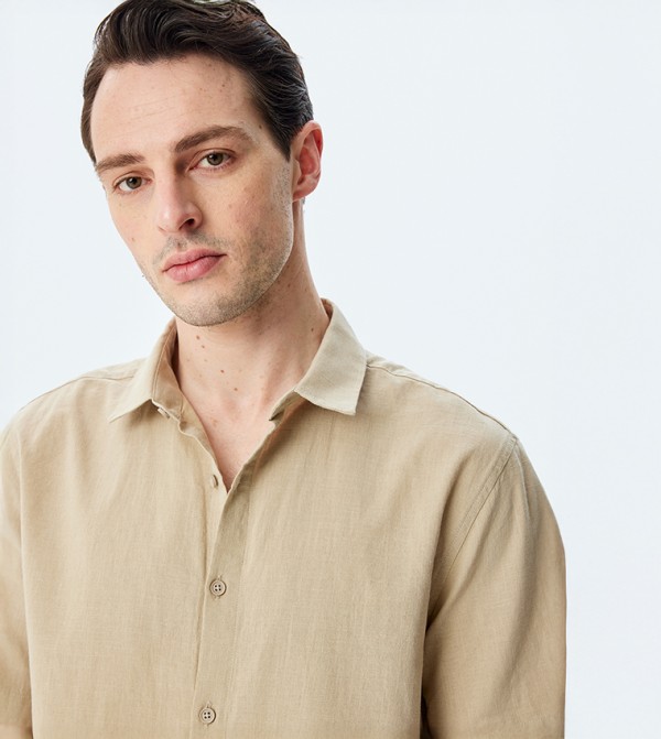Koton Shirts - Beige Casual Shirts