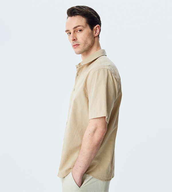 Koton Shirts - Beige Casual Shirts