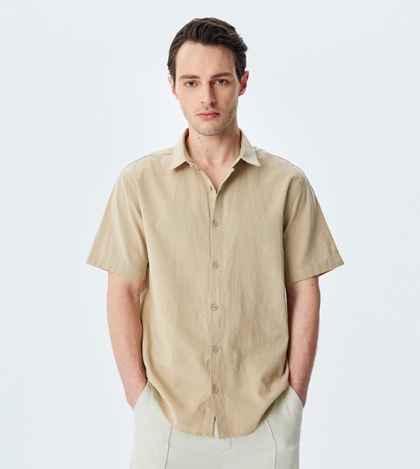 Koton Shirts - Beige Casual Shirts