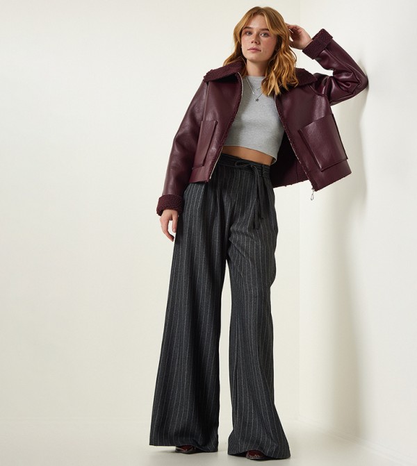 Happiness İstanbul  Leather Jackets - Burgundy Leather Jackets