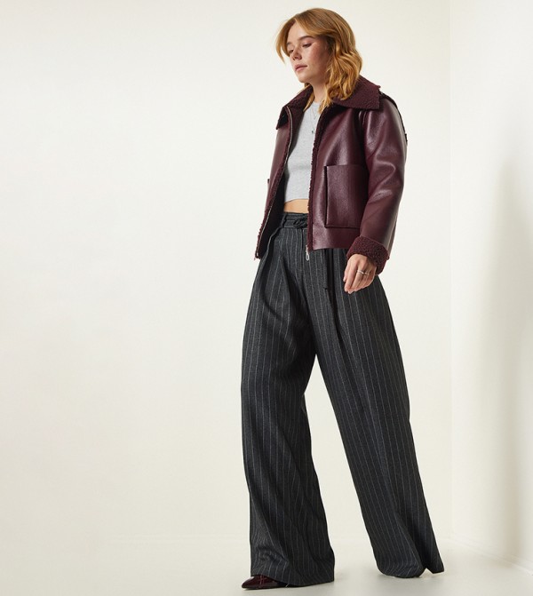 Happiness İstanbul  Leather Jackets - Burgundy Leather Jackets