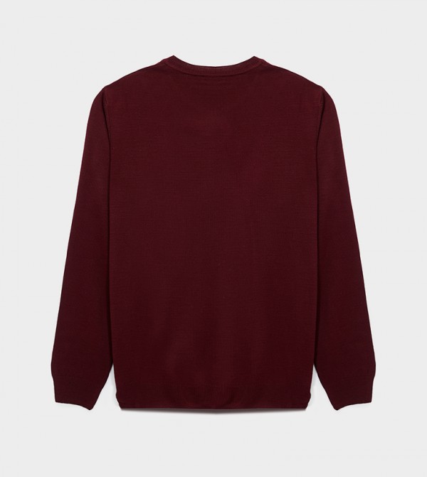 كوتون كوتون - بورغندي Round Neck Sweaters