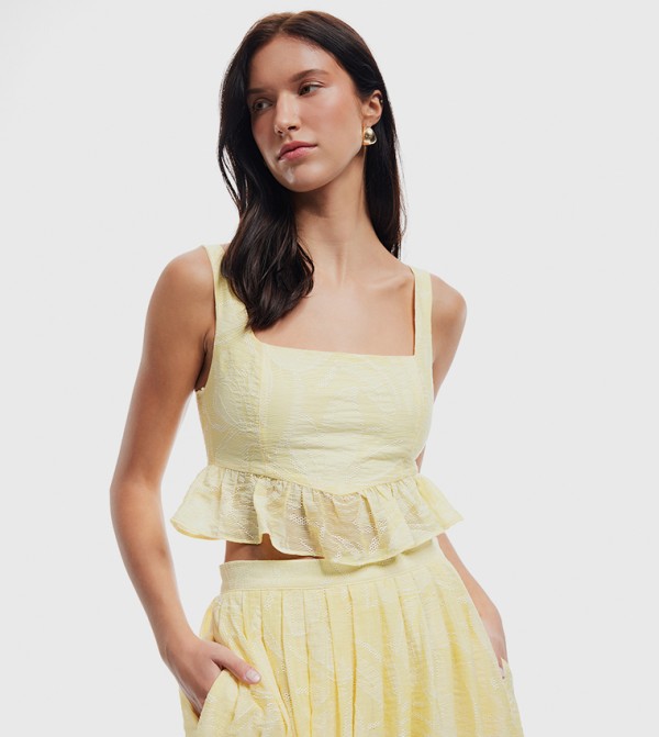 Koton two the classics ss25 - Yellow Cropped Tops