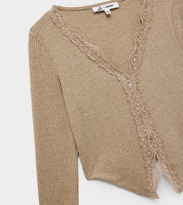 كوتون كوتون - بني  Cropped Tops