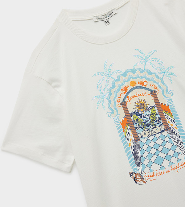 Koton Koton - Off White Short Sleeve T-Shirts