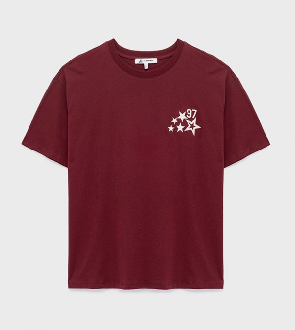 Koton Koton - Burgundy Short Sleeve T-Shirts