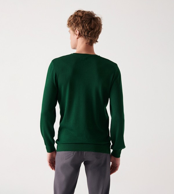 Avva - Outlet  - Green V-neck Sweaters