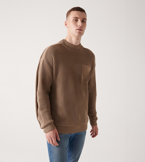 Avva - Outlet  - Brown Round Neck Sweaters