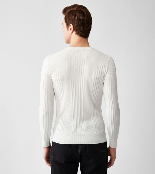 Avva - Outlet  - Ecru Round Neck Sweaters