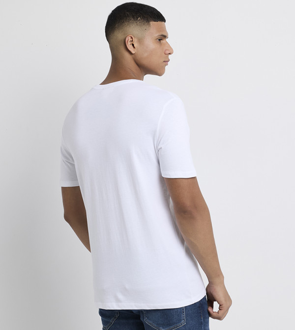 كالفين كلاين  ملابس - أبيض Round Neck T-Shirts
