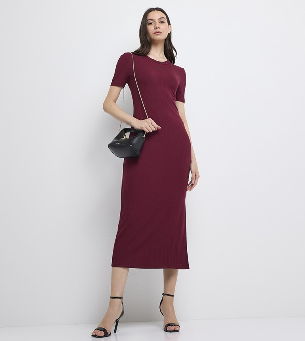 Calvin Klein Jeans  Clothing - Maroon Casual Dresses