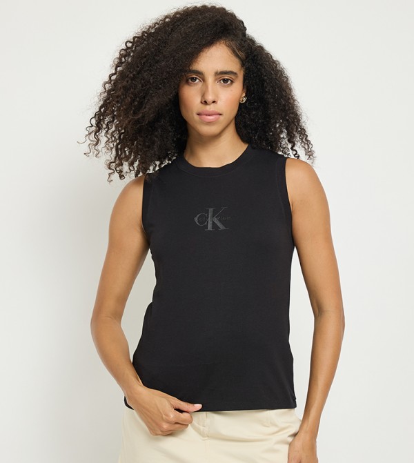 Calvin Klein Jeans  Sleeveless Tops - Black Sleeveless Tops