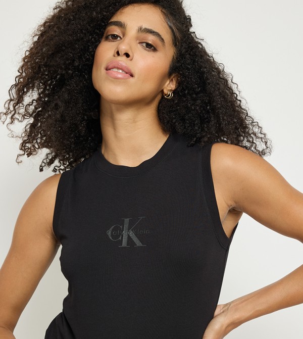 Calvin Klein Jeans  Sleeveless Tops - Black Sleeveless Tops