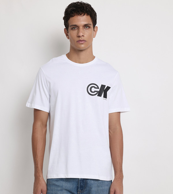 Calvin Klein  - White Round Neck T-Shirts