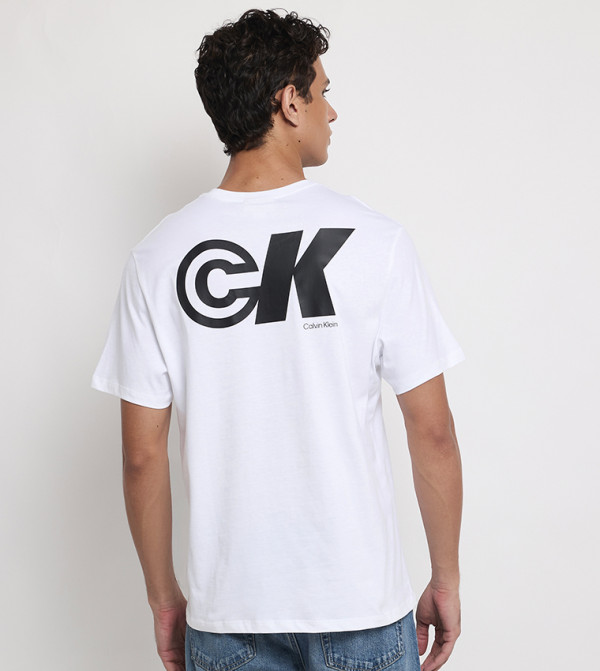 Calvin Klein  - White Round Neck T-Shirts