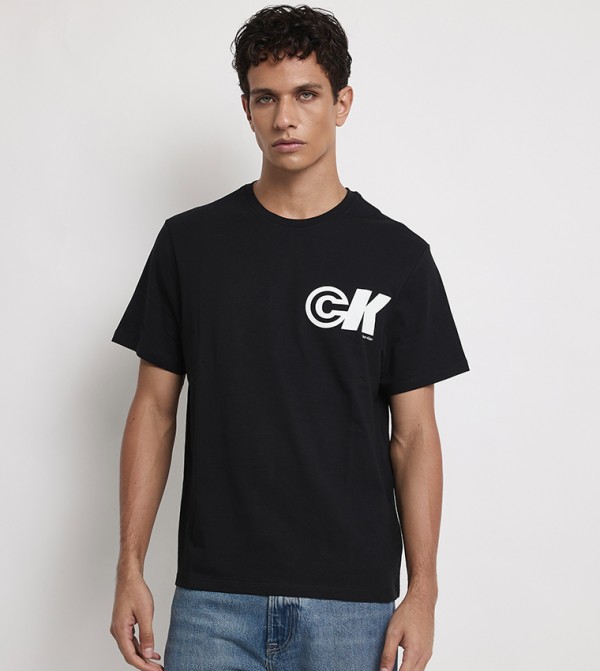 Calvin Klein  Round Neck T-Shirts - Black Round Neck T-Shirts