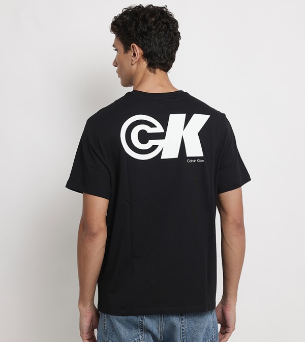 Calvin Klein  Round Neck T-Shirts - Black Round Neck T-Shirts