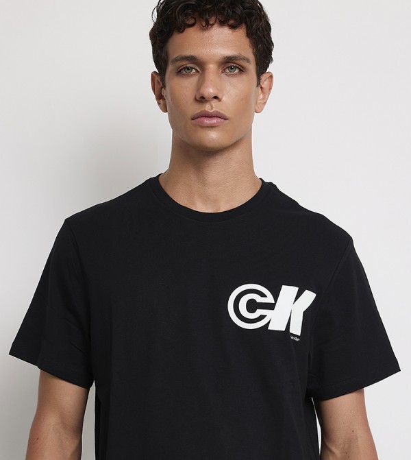 Calvin Klein  Round Neck T-Shirts - Black Round Neck T-Shirts
