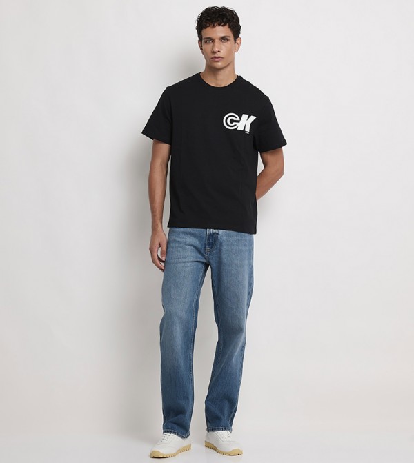 Calvin Klein  Round Neck T-Shirts - Black Round Neck T-Shirts