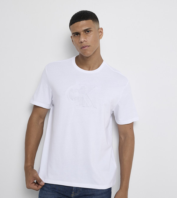 كالفين كلاين كالفين كلاين - أبيض Round Neck T-Shirts