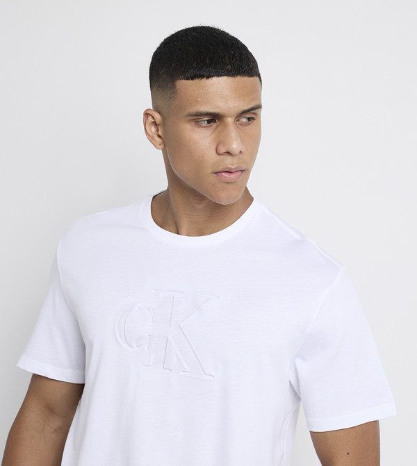 كالفين كلاين كالفين كلاين - أبيض Round Neck T-Shirts