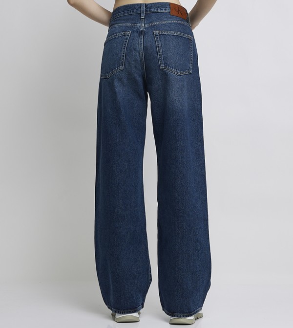 كالفين كلاين  بناطيل جينز - أزرق Wide Leg Jeans