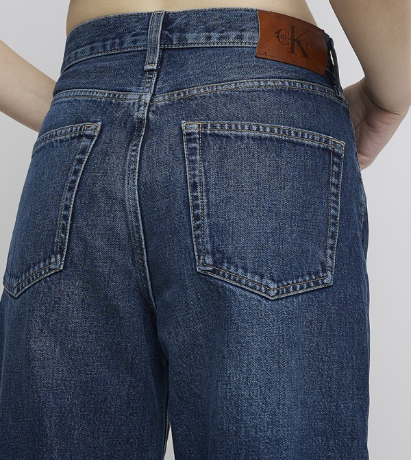 كالفين كلاين  بناطيل جينز - أزرق Wide Leg Jeans