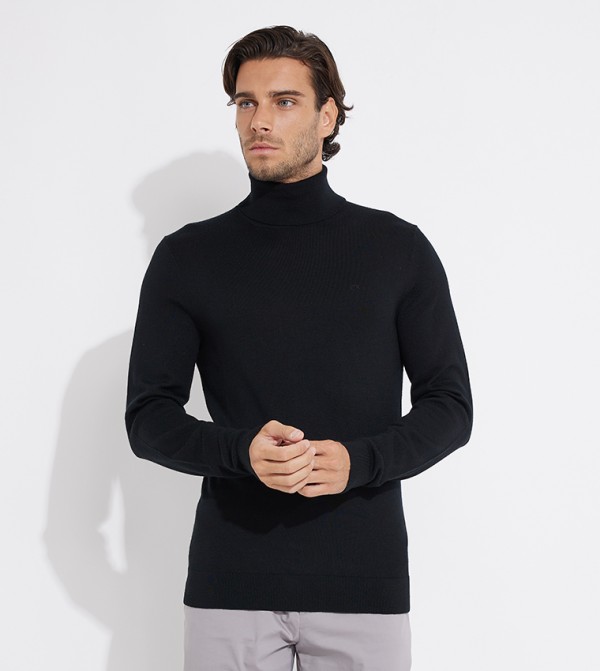 Calvin Klein  Turtle Neck Sweaters - Black Sweater
