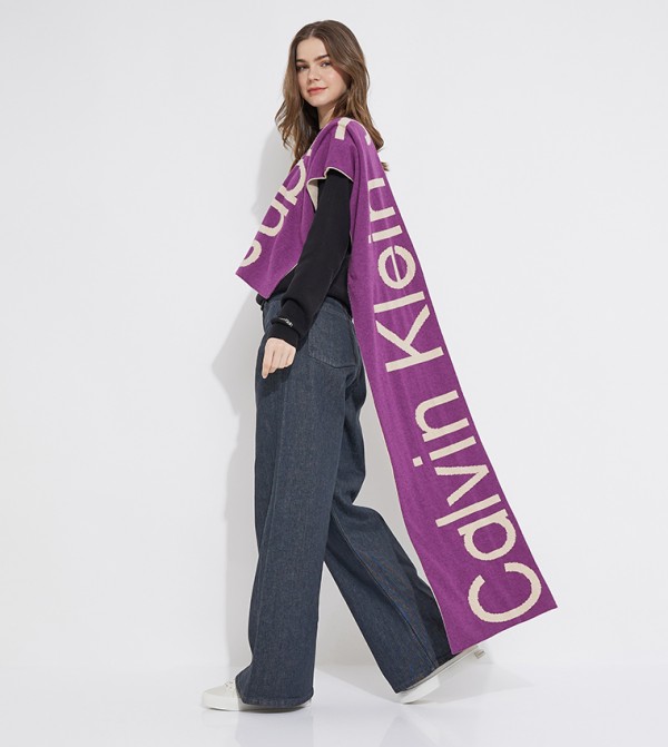 Calvin Klein  Woven Scarves - Purple Knitted Scarves