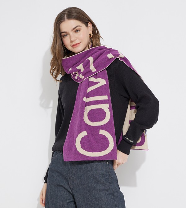 Calvin Klein  Woven Scarves - Purple Knitted Scarves