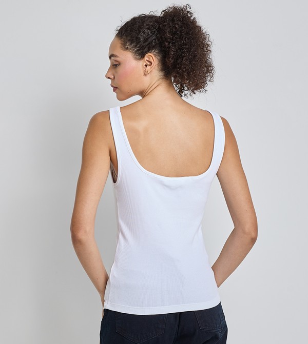 كالفن كلاين جينز  - أبيض Sleeveless Tops