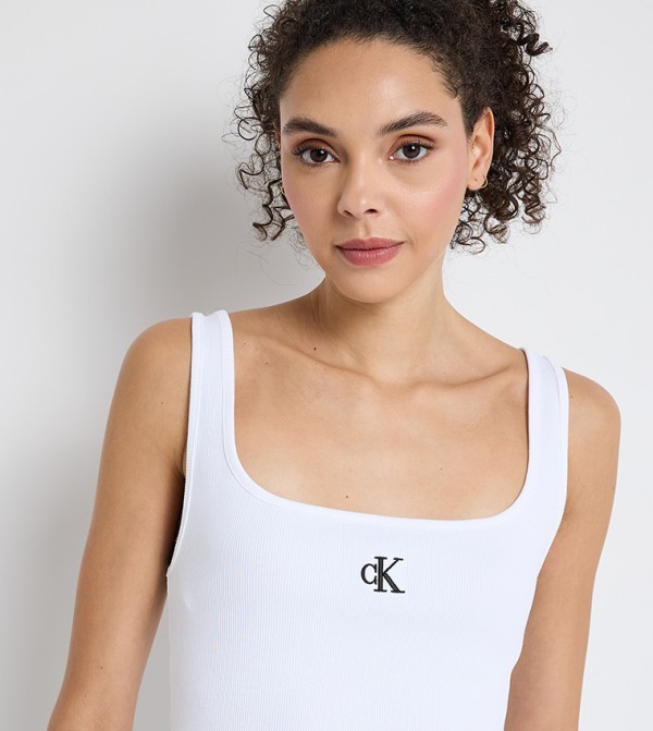 كالفن كلاين جينز  - أبيض Sleeveless Tops