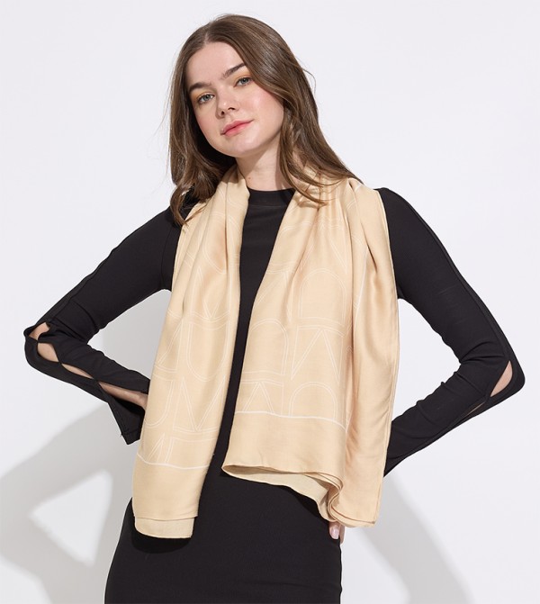 Calvin Klein  Woven Scarves - Cream Knitted Scarves