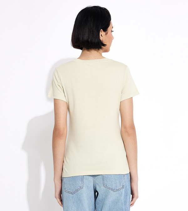 Calvin Klein Jeans  T-Shirts - Beige Casual T-Shirts