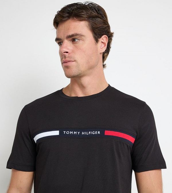 Tommy Hilfiger  T-Shirts - Black Round Neck T-Shirts