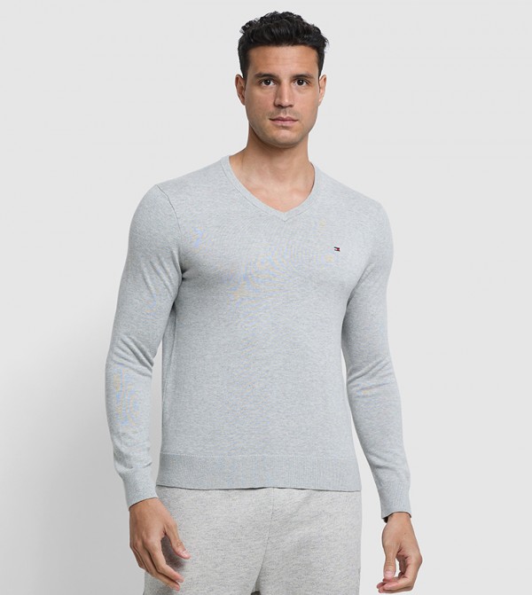 Tommy Hilfiger  V-neck Sweaters - Grey V-neck Sweaters