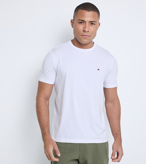 Tommy Hilfiger - White Round Neck T-Shirts