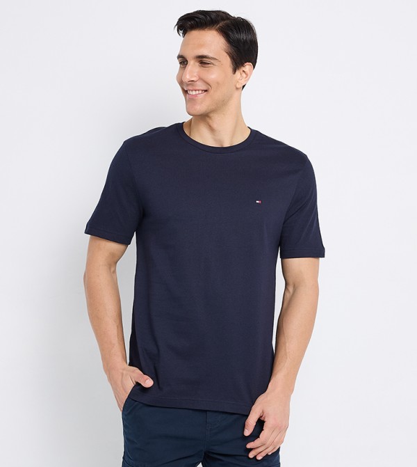 تومي هيلفيغر  تيشرتات وبلايز - كحلي Round Neck T-Shirts