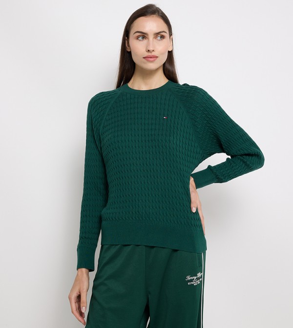 Tommy Hilfiger  Sweaters - Green Round Neck Sweaters