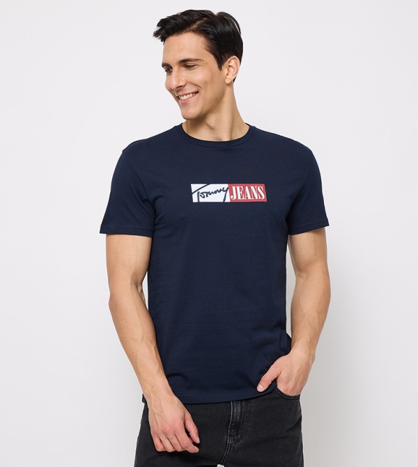 Tommy Jeans TOMMY JEANS - Navy Round Neck T-Shirts