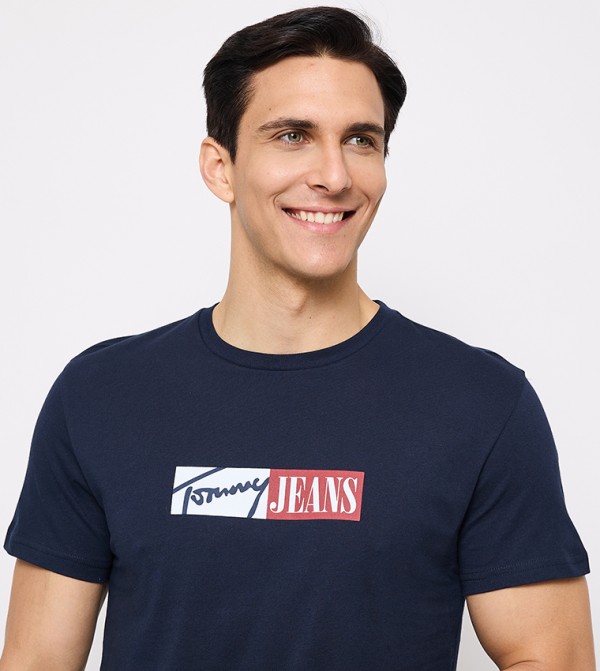 Tommy Jeans TOMMY JEANS - Navy Round Neck T-Shirts
