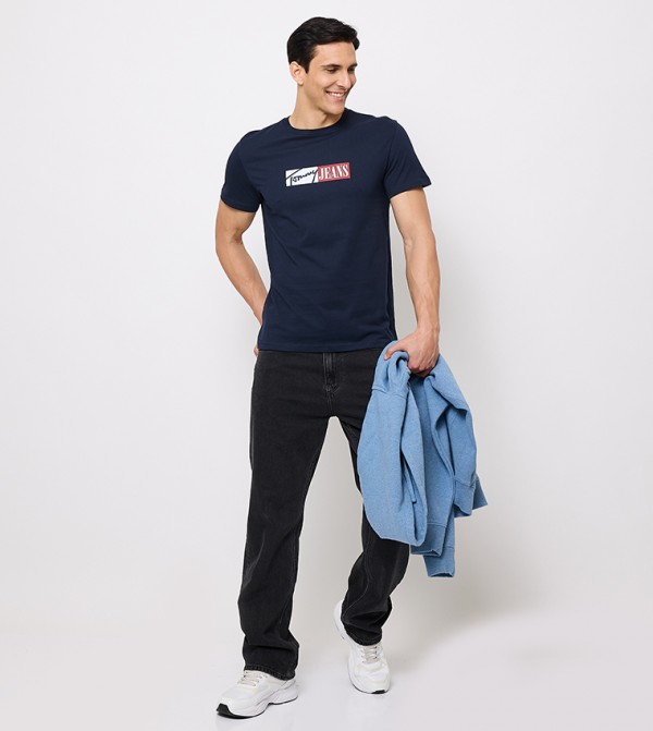 Tommy Jeans TOMMY JEANS - Navy Round Neck T-Shirts