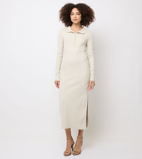 Calvin Klein Jeans  AppleBodyType - Beige Midi Dresses