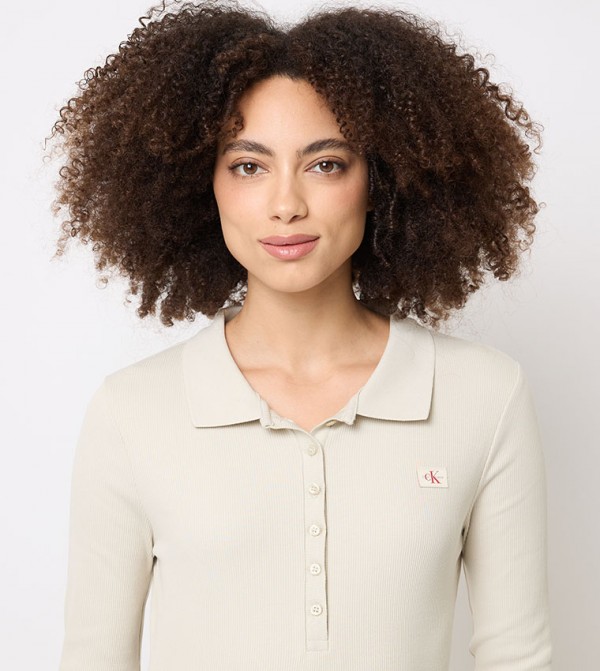 Calvin Klein Jeans  AppleBodyType - Beige Midi Dresses