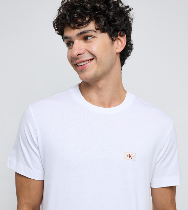 كالفين كلاين كالفين كلاين - أبيض Round Neck T-Shirts