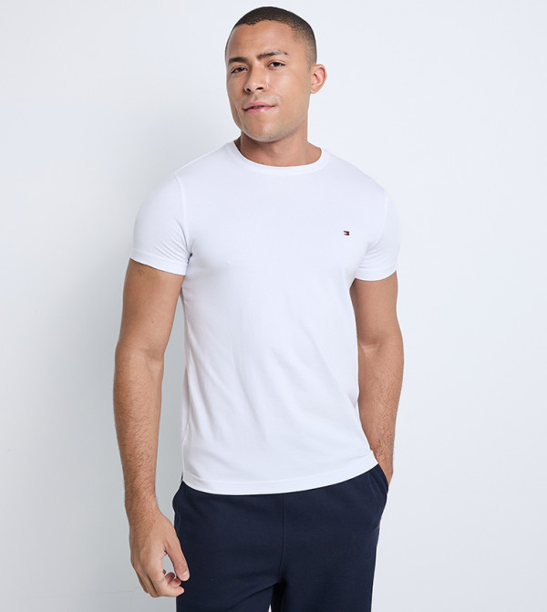 Tommy Hilfiger - White Round Neck T-Shirts